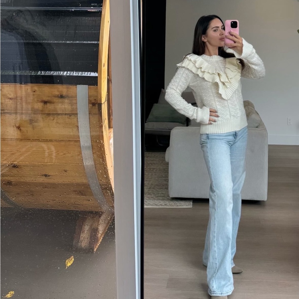 Tularosa Cream Ruffled Knit Sweater - Picture 3 of 3